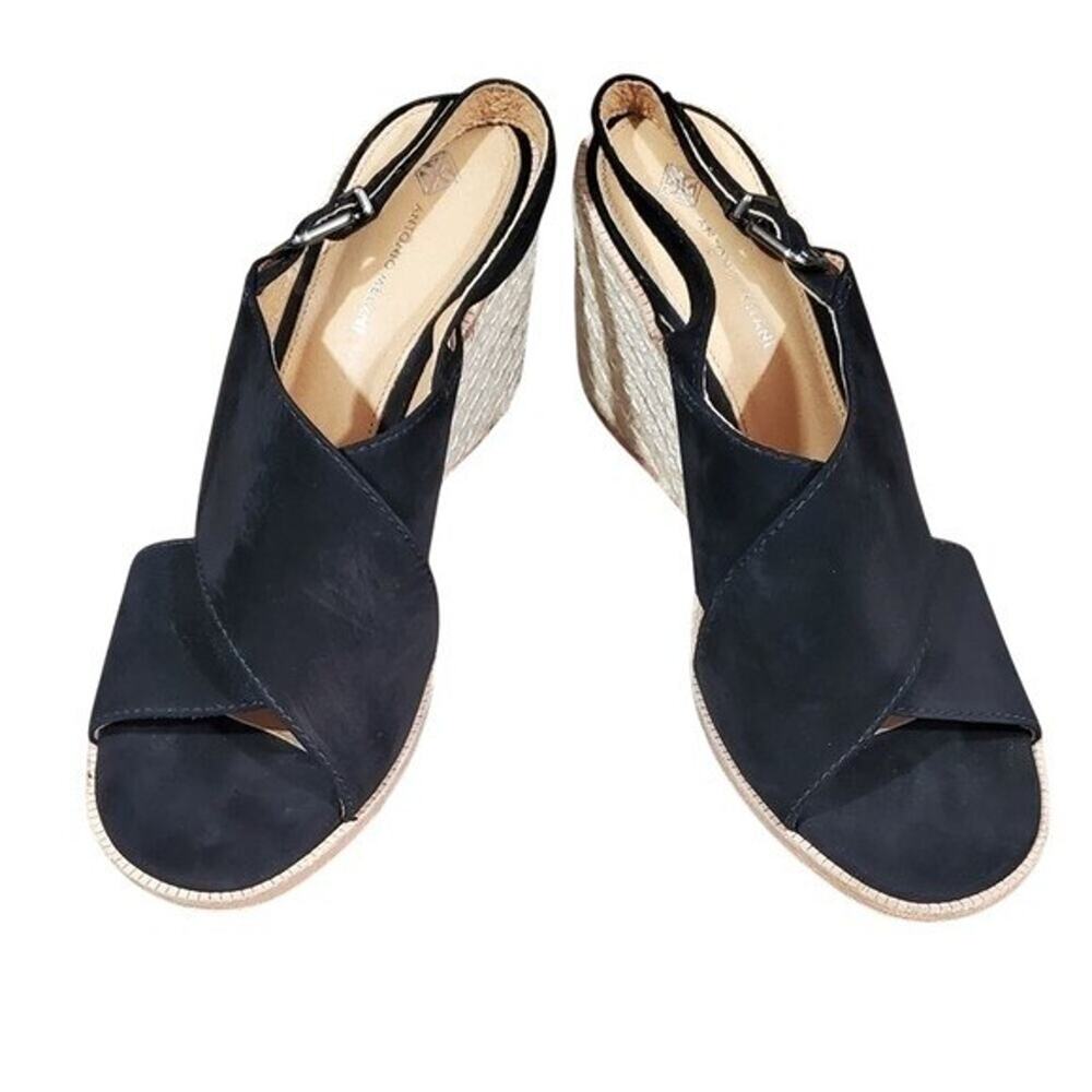 Antonio Melani black suede Espidrille wedge sandals Women's Size 10 New